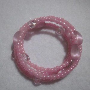 Pink Beaded Memory Bracelet